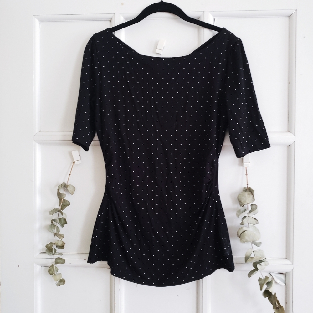 White House Black Market Polka Dot Dress Shirt